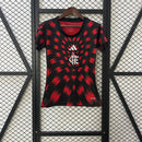Camisa Feminina do Flamengo Pré-jogo 25/26 Torcedor Preto e Vermelho